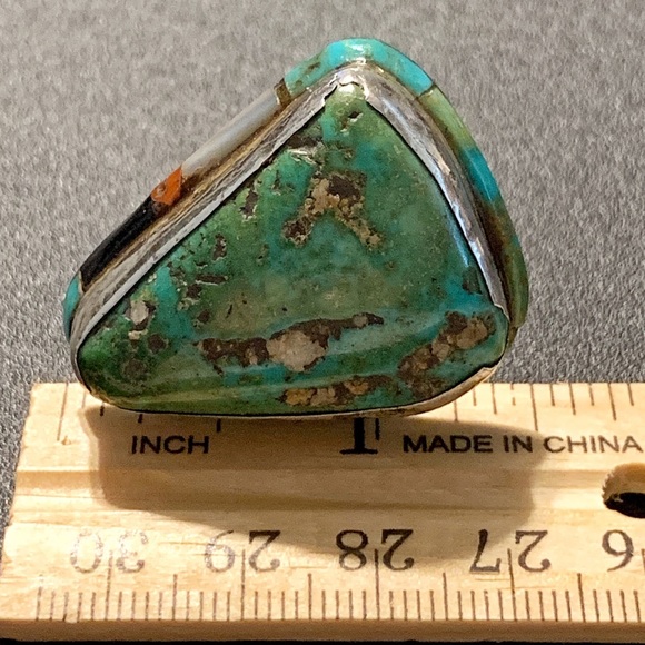 NOT FOR SALE 🚫 VTG NA Turquoise w/ Inlaid Ring - Picture 7 of 8